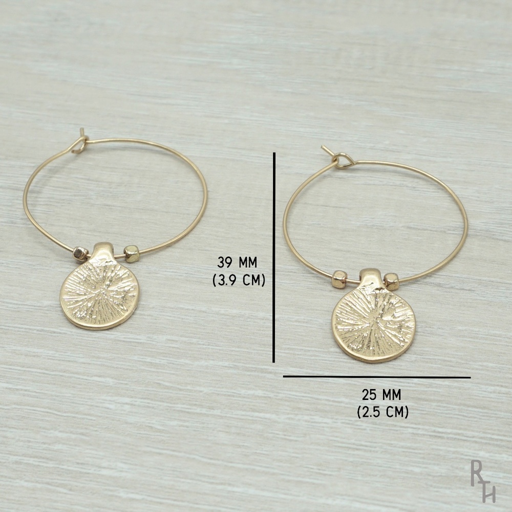 Gold Rustic Boho Hoop Earrings - Picture 4 of 5